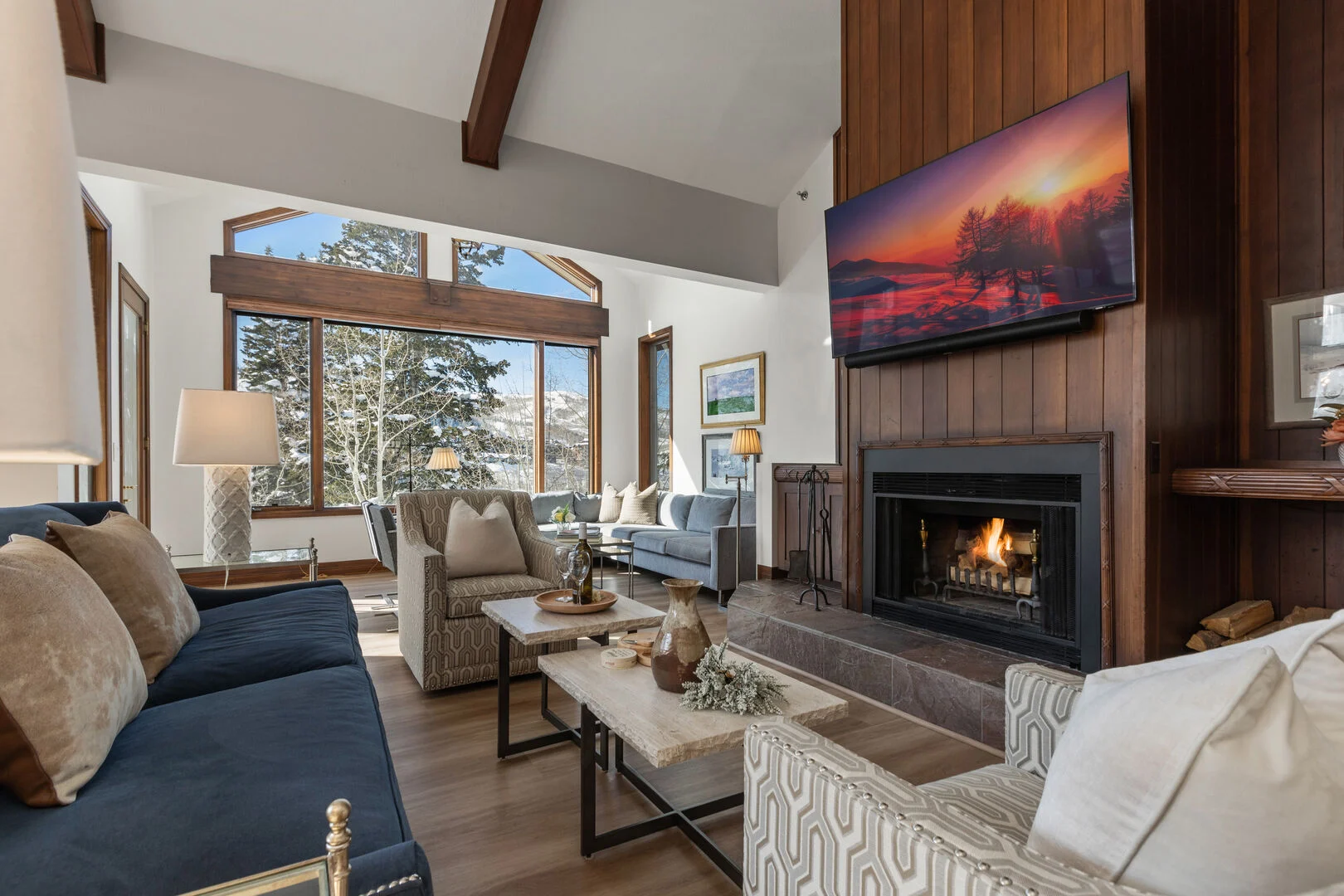 Living room with fireplace