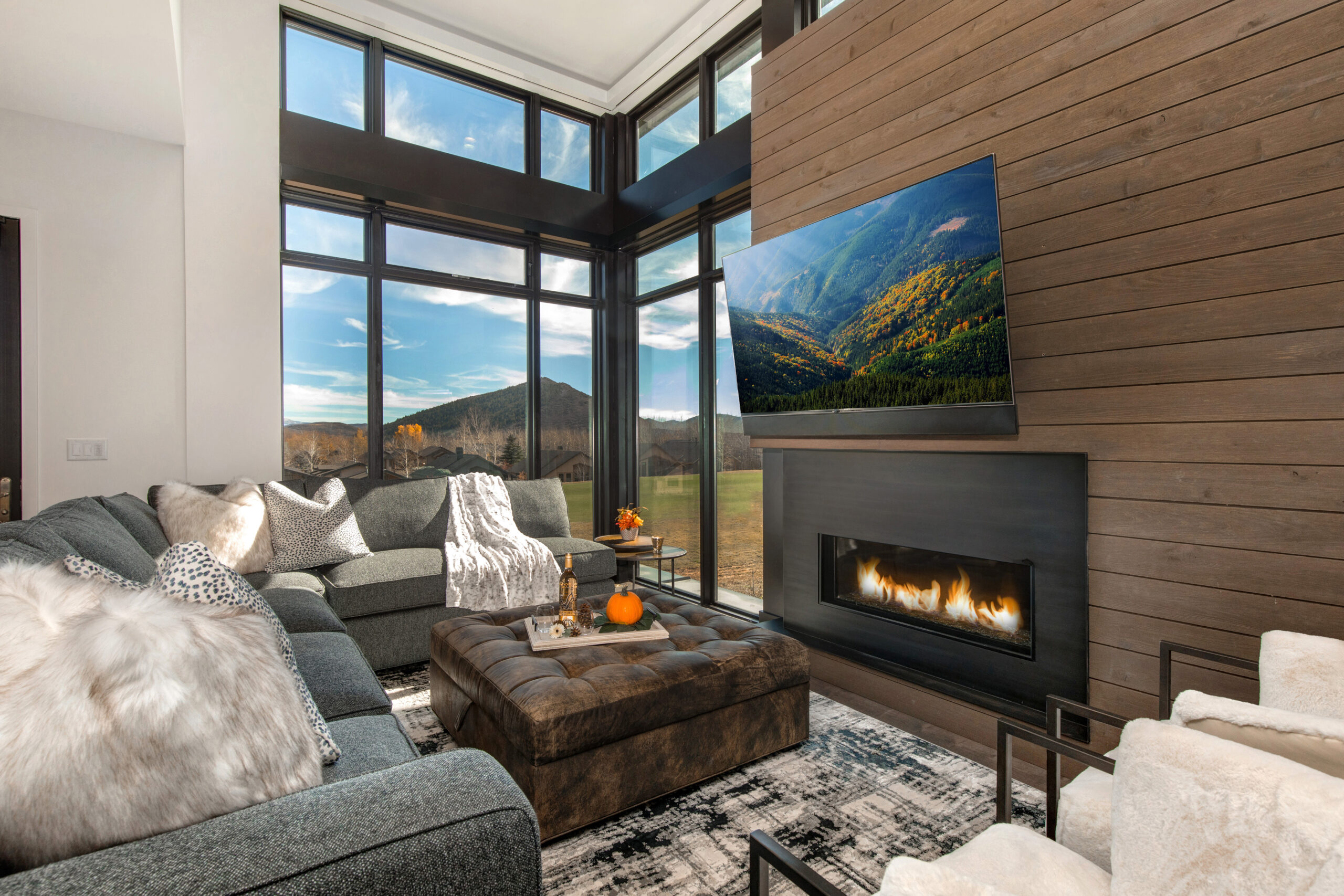 living room with fireplace in our vacation rentals in Park City